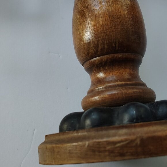 Boho Chic Candleabra Brown Wood 5 Candleholder Black Metal Casual - Picture 12 of 16